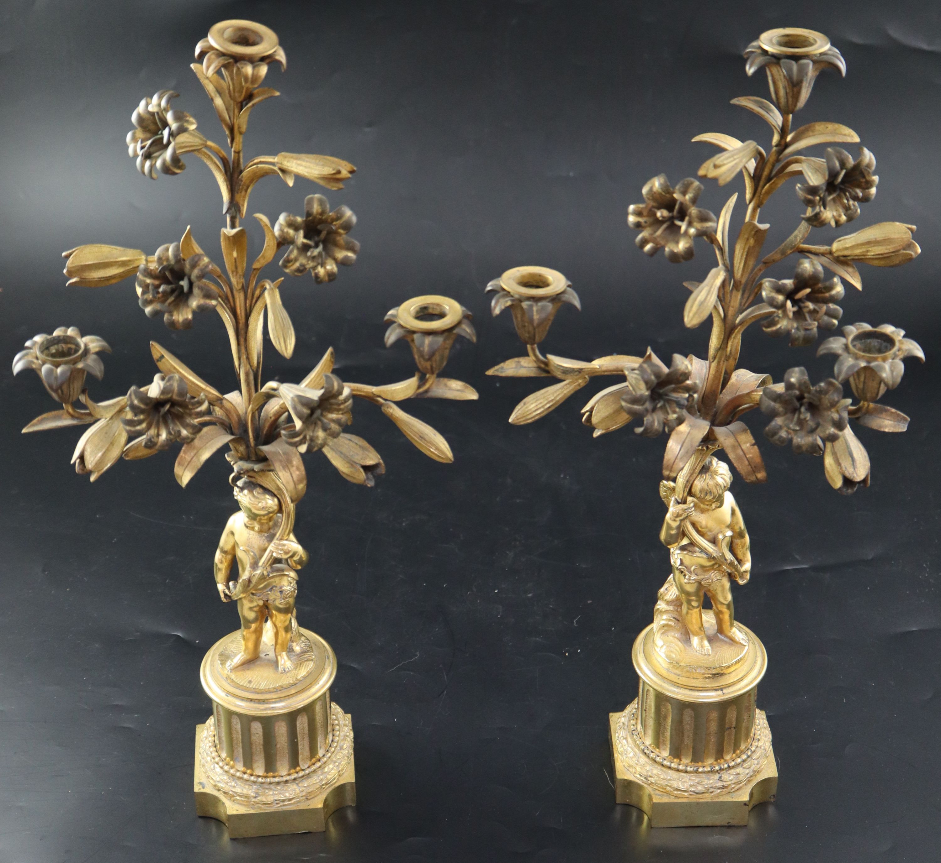A pair of 19th century French ormolu candelabra, height 47cm
